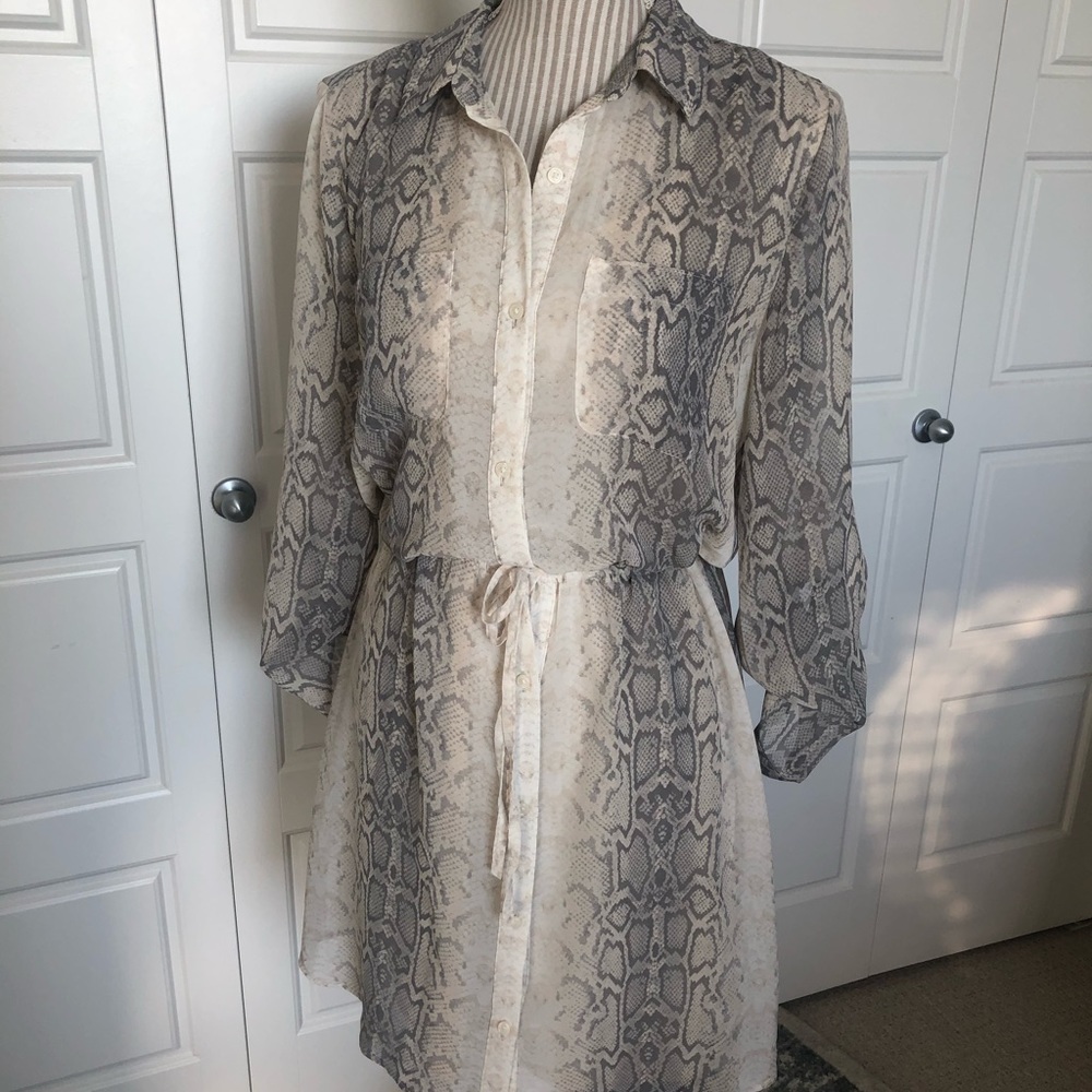 Snakeskin Print Shirt Dress
